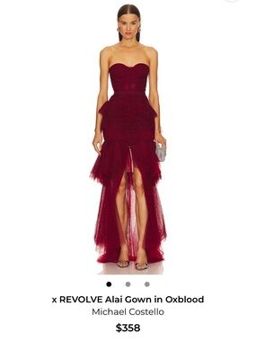 Revolve Michael Costello Alai Gown Oxblood Tulle XS